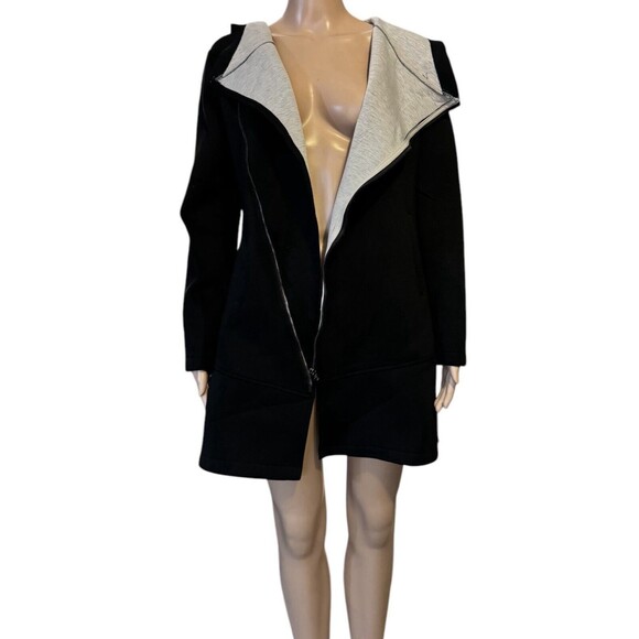 Betsey Johnson hooded jacket women’s longline scuba jacket sz small Asymmetrical - Picture 14 of 16